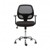 SILLA ESCRITORIO GENOVA RECLINABLE RESPALDO BAJO CON BRAZO NEGRO