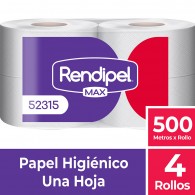 PAPEL HIGIENICO UNA HOJA 500 MT 4 ROLLOS