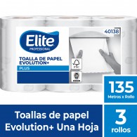 TOALLA PLUS EVOLUTION HOJA SIMPLE 135 MT X 3 ROLLOS