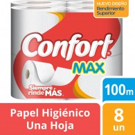 PAPEL HIGIENICO HOJA SIMPLE 100 MT 8 ROLLOS