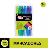 MARCADOR PERMANENTE FINO DOBLE PUNTA 24 UN