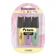 DESTACADOR ESCRITORIO 3 COLORES PASTEL PUNTA BISELADA
