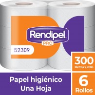 PAPEL HIGIENICO HOJA SIMPLE 300 MT 6 ROLLOS