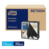 SERVILLETA MESA LINSTYLE NEGRA HOJA SIMPLE 50 UN
