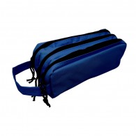 ESTUCHE LISO 3 CIERRES AZUL CON MANILLA  21X9.5X10