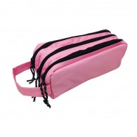 ESTUCHE LISO 3 CIERRES ROSASO CON MANILLA 21X9.5X11