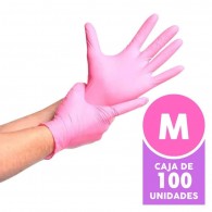 GUANTE NITRILO ROSADO TALLA M 100 UN