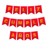 GUIRNALDA FELIZ CUMPLEAÑOS ROJO/DORADO 3 MT