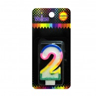VELA NUMERAL GLITTER Nº 2 x 1 UN