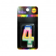VELA NUMERAL GLITTER Nº 4 x 1 UN
