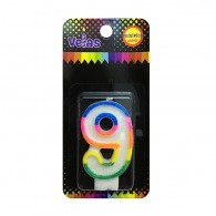VELA NUMERAL GLITTER Nº 9 x 1 UN