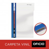 CARPETA VINIL OFICIO CON ACCO CLIP LOMO AZULINO TRANSPARENTE