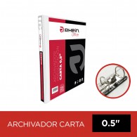 ARCHIVADOR CATALOGO CARTA 2 AROS 0.5 BLANCO CON FIJA PAPEL 150 HOJAS