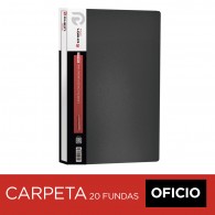 CARPETA CON FUNDAS OFICIO NEGRA 20 FUNDAS