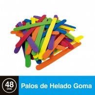 PALOS DE HELADO GOMA EVA COLORES SURTIDOS 48 UN