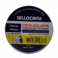 CINTA AISLANTE ELECTRICA BLANCA 18 MMX10 MT