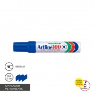 MARCADOR PERMANENTE RECARGABLE 100 PUNTA BISELADA AZUL