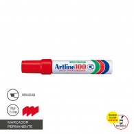 MARCADOR PERMANENTE RECARGABLE 100 PUNTA BISELADA ROJO