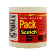 CINTA ADHESIVA CRISTALINA 18 MM PACK DE 3 UN X 30 MT