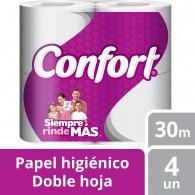 PAPEL HIGIENICO DOBLE HOJA 30 MT 4 ROLLOS