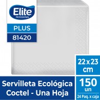 SERVILLETA COCTEL ECOLOGICA HOJA SIMPLE 24 PAQUETES X 150 UN