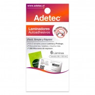 LAMINA PARA PLASTIFICAR AUTOADHESIVO CARNET 6 UNIDADES 66 MM X 100 MM ADETEC