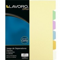 SEPARADOR TAMAÑO CARTA 6 DIVISIONES 6 COLORES SURTIDOS