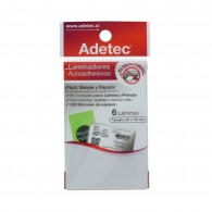 LAMINA PARA PLASTIFICAR AUTOADHESIVO CARNET 6 UNIDADES 66 MM X 100 MM ADETEC