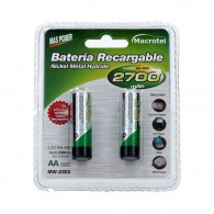 PILA  RECARGABLE AA X2 2700 MAH NI-MH MACROTEL