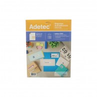 ETIQUETA INK JET/LÁSER ADETEC 70X25 MM 825 UNIDADES 25 HOJAS