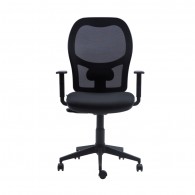 SILLA ESCRITORIO Q3 ERGONOMICA RESPALDO ALTO CON BRAZO NEGRO