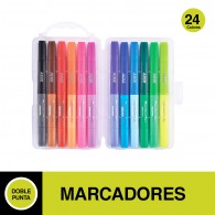 MARCADOR PERMANENTE FINO DOBLE PUNTA 24 UN