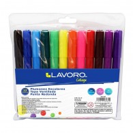 PLUMON ESCOLAR JUMBO PUNTA REDONDA CUERPO PLASTICO COLORES SURTIDOS 12 UN