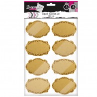 ETIQUETA DECORATIVA 65 x 45 MM KRAFT 2 HOJAS 16 UN
