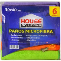 PAÑO MICROFIBRA COLOR SURTIDO 30X40 6 UN