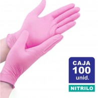 GUANTE NITRILO ROSADO TALLA L 100 UN