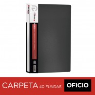 CARPETA CON FUNDAS OFICIO NEGRA 40 FUNDAS