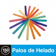 PALOS DE HELADO COLORES SURTIDOS 150 UN