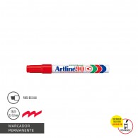 MARCADOR PERMANENTE PUNTA BISELADA COLOR ROJO RECARGABLE 90