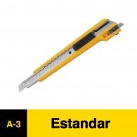 CUCHILLO CARTONERO CHICO GUÍA LARGA FRENO A PRESIÓN A-3 OLFA