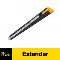 CUCHILLO CARTONERO CHICO GUIA CORTA FRENO PRESION 180 BLACK