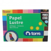 CARPETA CON PAPEL LUSTRE 20 PLIEGOS 15 COLORES 26.5X37.5 CM
