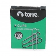 CLIPS Nº1 PUNTA REDONDA METÁLICO TAMAÑO 33 MM CAJA 100 UNIDADES  TORRE