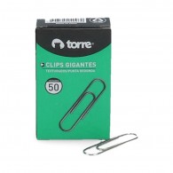 CLIPS GIGANTES PUNTA REDONDA CROMADO METÁLICO  50 UNIDADES TORRE 