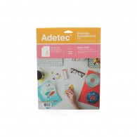 ETIQUETA INKJET ADETEC PARA CD BLANCO 2 ETIQUETAS POR HOJA 50 UNIDADES 
