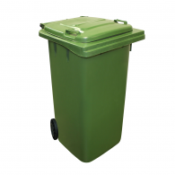 BASURERO PLASTICO CON TAPA Y RUEDAS 120 LT