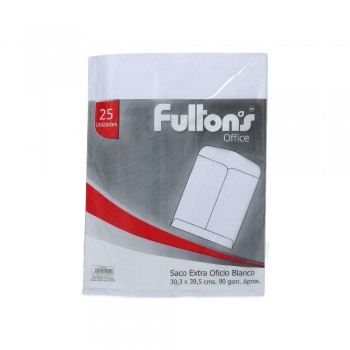 SOBRE FULTONS SACO EXTRA OFICIO BLANCO 25 UNIDADES 90 G