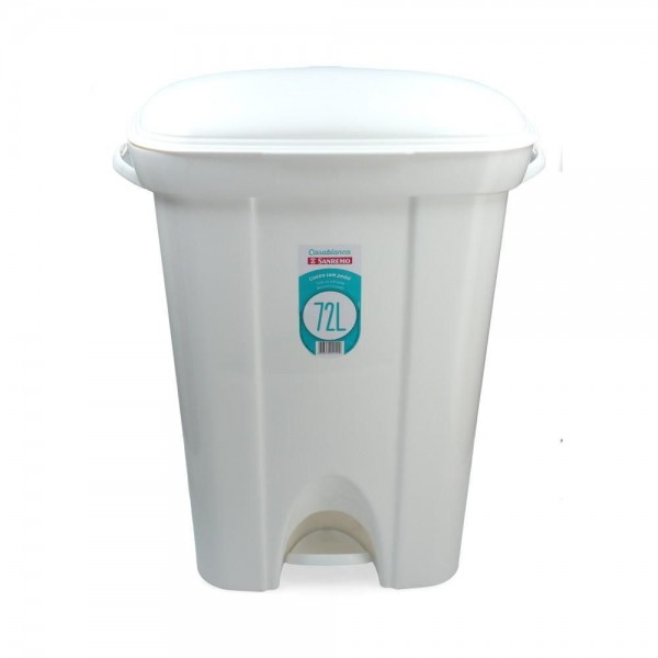 BASURERO PLASTICO CON PEDAL BLANCO 40.6 CM 72 LT