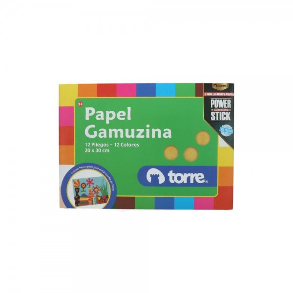 CARPETA CON PAPEL GAMUZINA 12 PLIEGOS 12 COLORES 20X30 CM