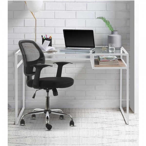SILLA ESCRITORIO GENOVA RECLINABLE RESPALDO BAJO CON BRAZO NEGRO